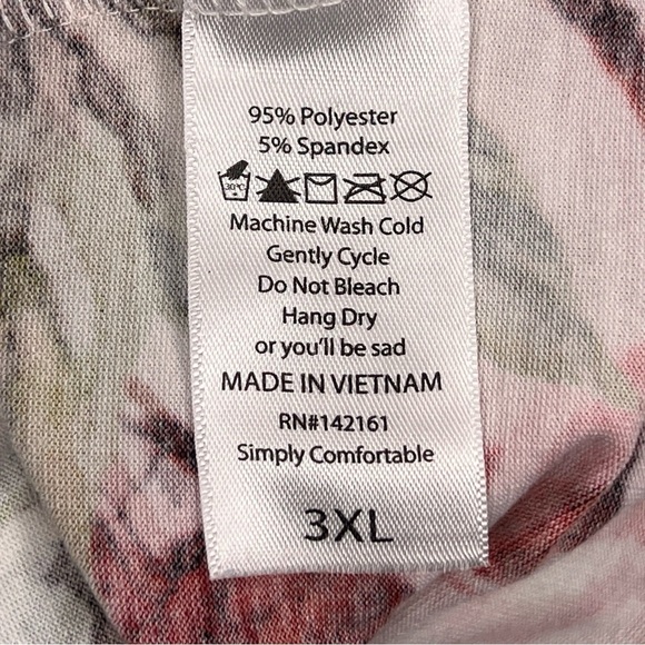 3XL LULAROE WHITE PINK FLORAL DRESS SHIFT STYLE SHORT SLEEVE STRETCH - Picture 9 of 13